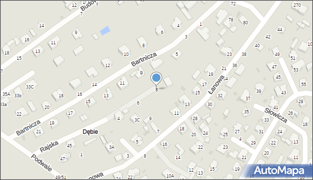 Częstochowa, Rajska, 8, mapa Częstochowy