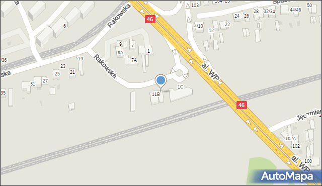 Częstochowa, Rakowska, 11a, mapa Częstochowy