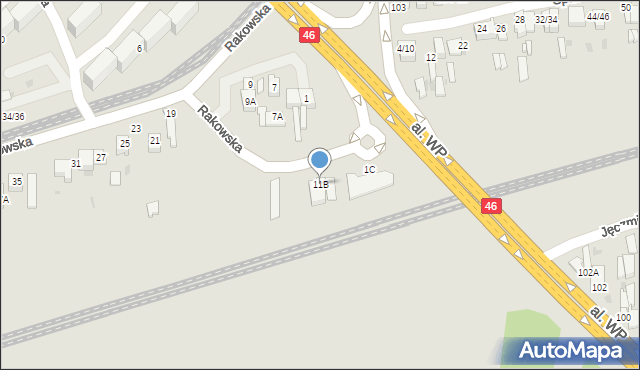 Częstochowa, Rakowska, 11B, mapa Częstochowy