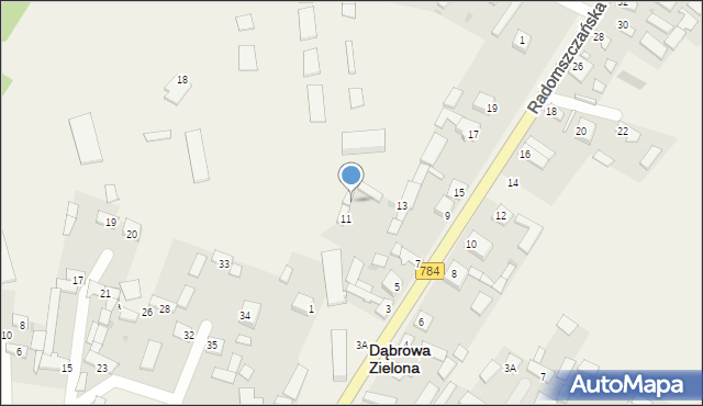 Dąbrowa Zielona, Radomszczańska, 11a, mapa Dąbrowa Zielona