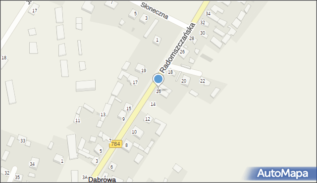 Dąbrowa Zielona, Radomszczańska, 16, mapa Dąbrowa Zielona