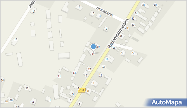 Dąbrowa Zielona, Radomszczańska, 17, mapa Dąbrowa Zielona