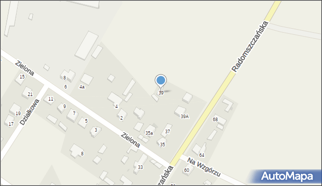 Dąbrowa Zielona, Radomszczańska, 39, mapa Dąbrowa Zielona