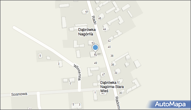 Dąbrówka Nagórna, Radomska, 51, mapa Dąbrówka Nagórna