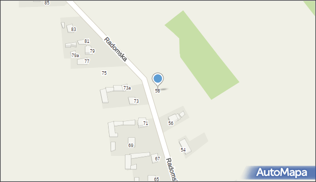 Dąbrówka Nagórna, Radomska, 58, mapa Dąbrówka Nagórna