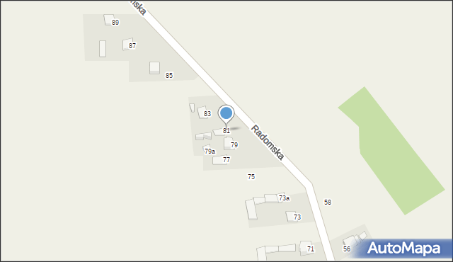 Dąbrówka Nagórna, Radomska, 81, mapa Dąbrówka Nagórna