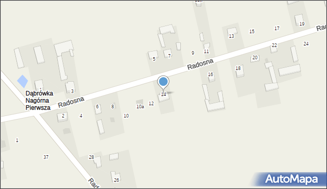 Dąbrówka Nagórna, Radosna, 14, mapa Dąbrówka Nagórna