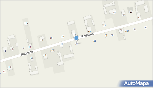 Dąbrówka Nagórna, Radosna, 24, mapa Dąbrówka Nagórna