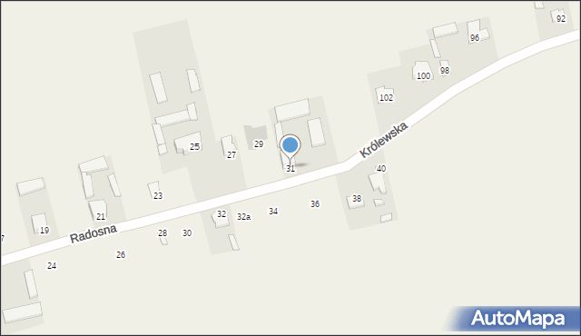 Dąbrówka Nagórna, Radosna, 31, mapa Dąbrówka Nagórna