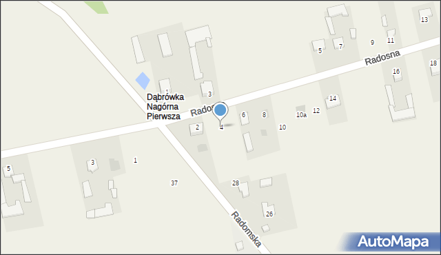 Dąbrówka Nagórna, Radosna, 4, mapa Dąbrówka Nagórna
