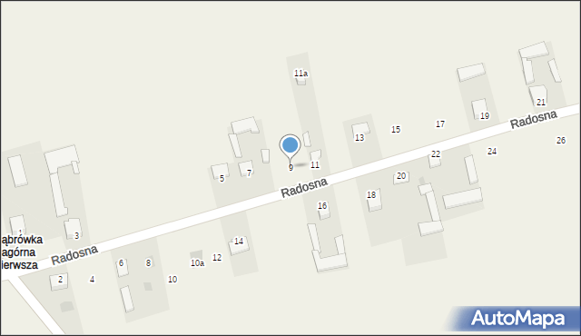 Dąbrówka Nagórna, Radosna, 9, mapa Dąbrówka Nagórna