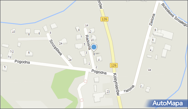 Dębno, Radosna, 6, mapa Dębno