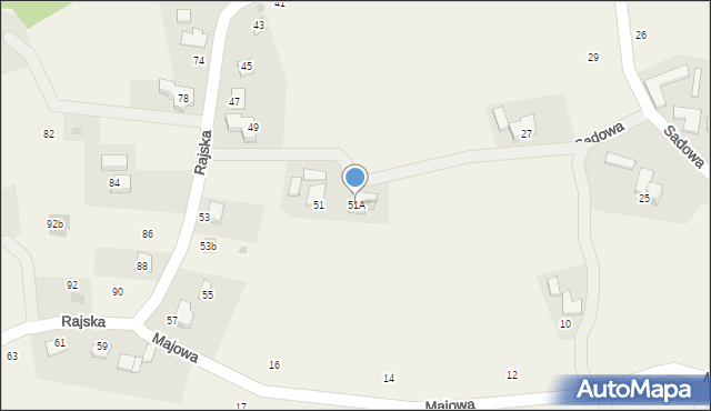 Dębowiec, Rajska, 51A, mapa Dębowiec
