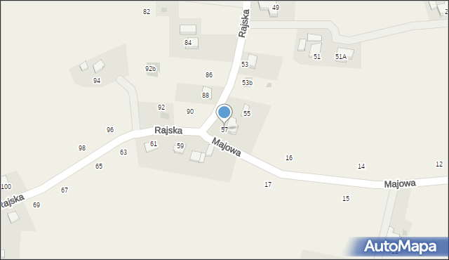 Dębowiec, Rajska, 57, mapa Dębowiec