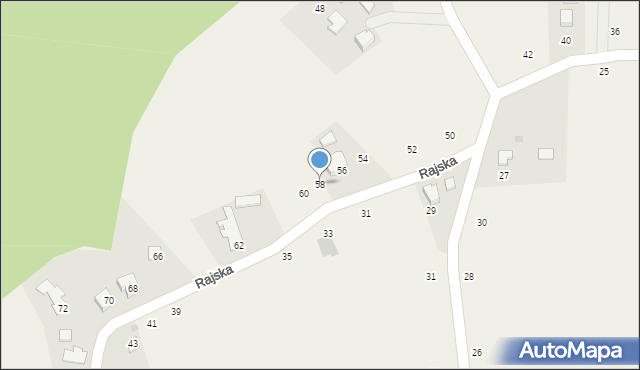 Dębowiec, Rajska, 58, mapa Dębowiec