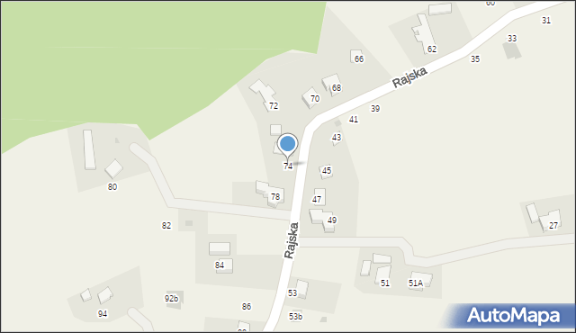 Dębowiec, Rajska, 74, mapa Dębowiec