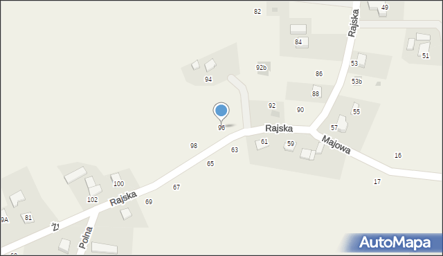 Dębowiec, Rajska, 96, mapa Dębowiec