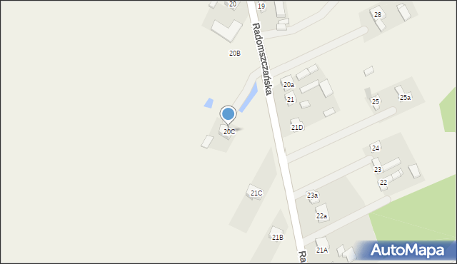 Dobryszyce, Radomszczańska, 20C, mapa Dobryszyce