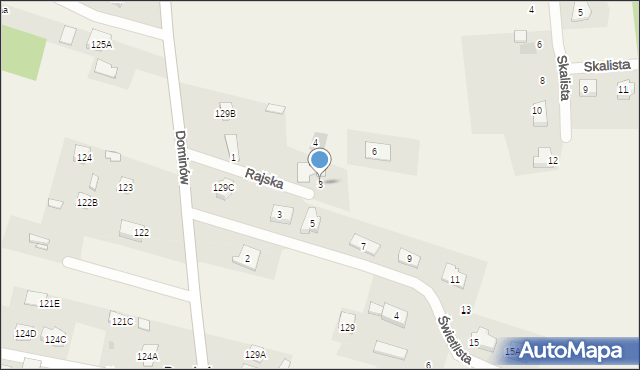 Dominów, Rajska, 3, mapa Dominów