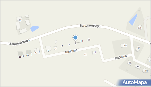 Dywity, Radosna, 9, mapa Dywity