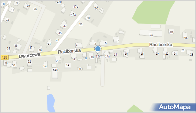 Dziergowice, Raciborska, 12a, mapa Dziergowice