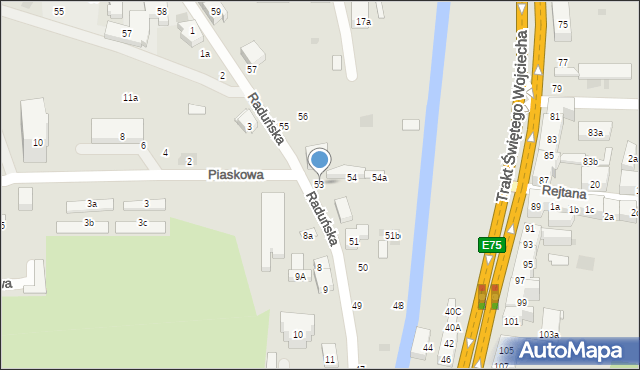 Gdańsk, Raduńska, 53, mapa Gdańska