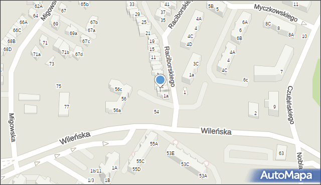 Gdańsk, Raciborskiego Mariana, prof., 1b, mapa Gdańska