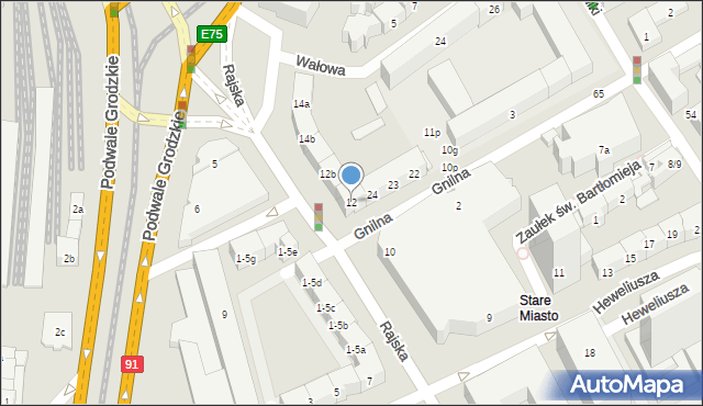 Gdańsk, Rajska, 12, mapa Gdańska