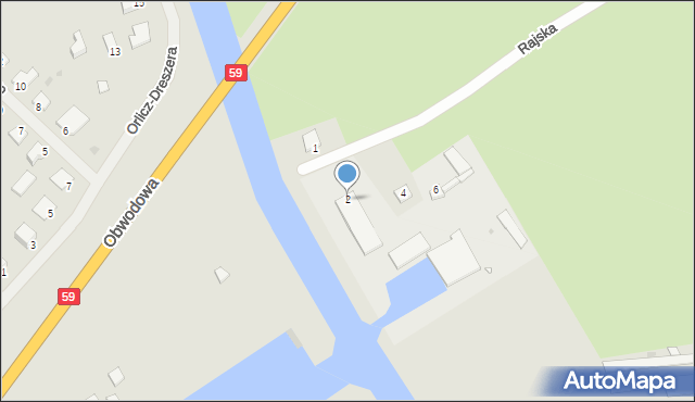 Giżycko, Rajska, 2, mapa Giżycko