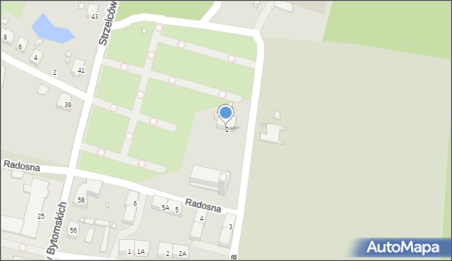 Gliwice, Radosna, 2, mapa Gliwic