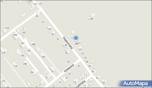 Gliwice, Radomska, 108, mapa Gliwic