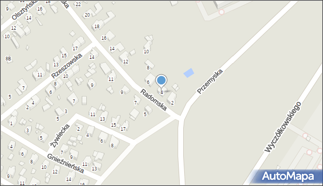 Gliwice, Radomska, 4, mapa Gliwic