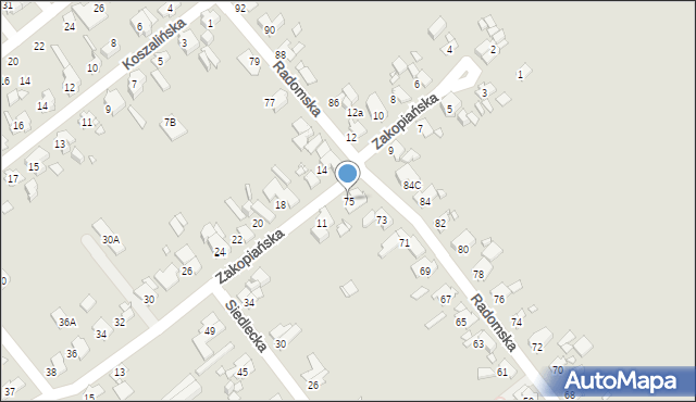 Gliwice, Radomska, 75, mapa Gliwic