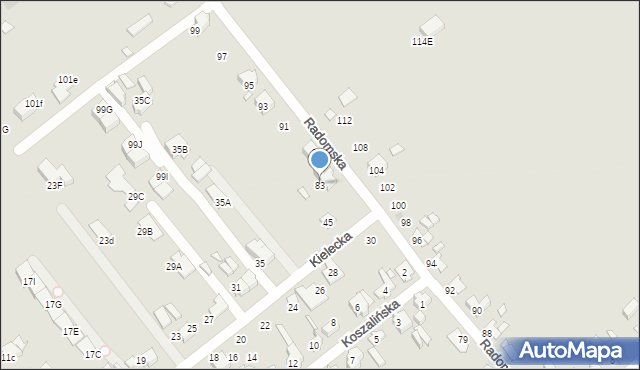 Gliwice, Radomska, 83, mapa Gliwic