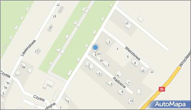 Gniechowice, Radosna, 1, mapa Gniechowice