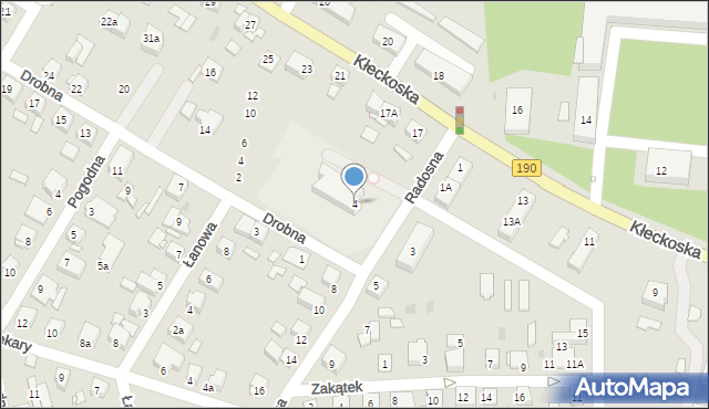 Gniezno, Radosna, 4, mapa Gniezna