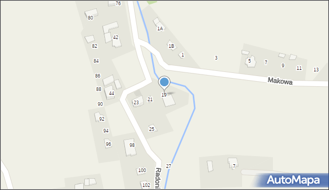 Goleszów, Radoniowa, 19, mapa Goleszów