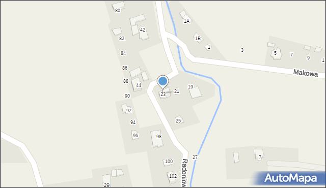 Goleszów, Radoniowa, 23, mapa Goleszów