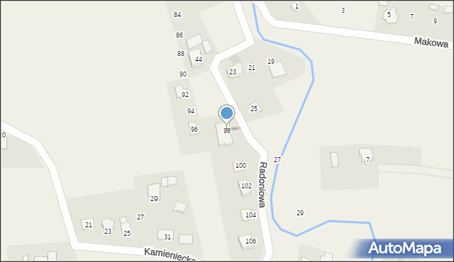 Goleszów, Radoniowa, 98, mapa Goleszów