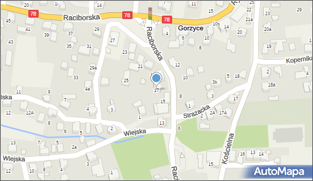 Gorzyce, Raciborska, 17, mapa Gorzyce
