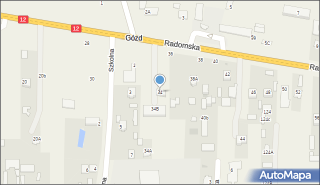 Gózd, Radomska, 34, mapa Gózd