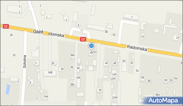 Gózd, Radomska, 42, mapa Gózd