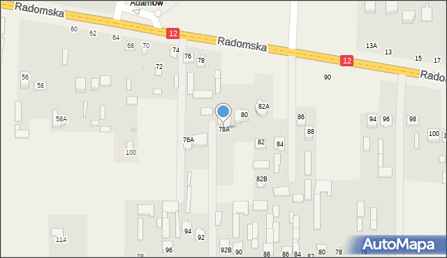 Gózd, Radomska, 78A, mapa Gózd