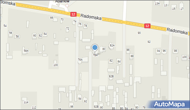 Gózd, Radomska, 78A, mapa Gózd