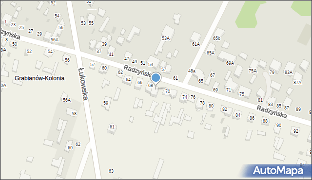 Grabianów, Radzyńska, 68A, mapa Grabianów
