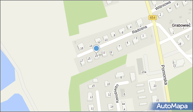 Grabowiec, Radosna, 13, mapa Grabowiec