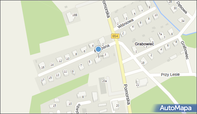 Grabowiec, Radosna, 3, mapa Grabowiec
