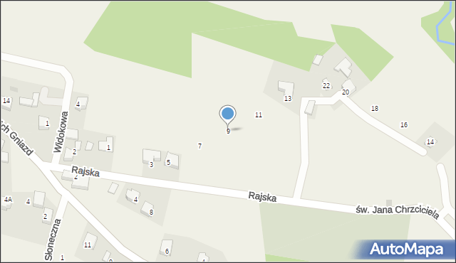 Grębynice, Rajska, 9, mapa Grębynice