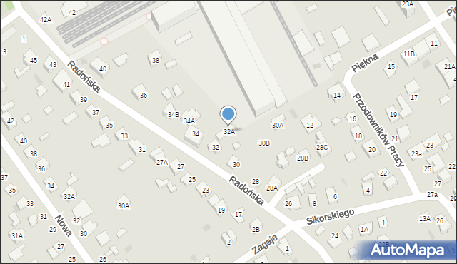 Grodzisk Mazowiecki, Radońska, 32A, mapa Grodzisk Mazowiecki