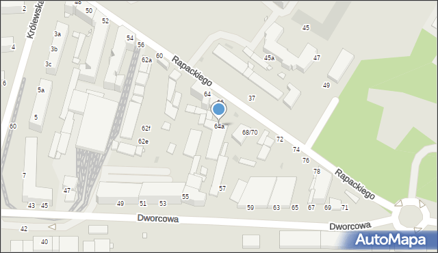 Grudziądz, Rapackiego Adama, 64a, mapa Grudziądza